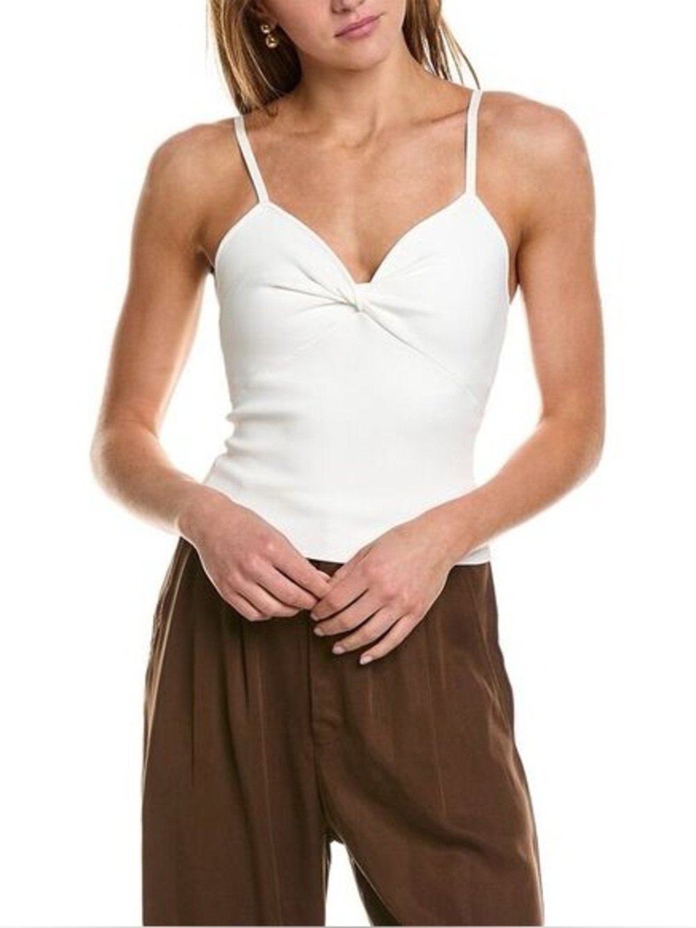 Alice + Olivia Rhona Twist Front Tank Top White Size XS